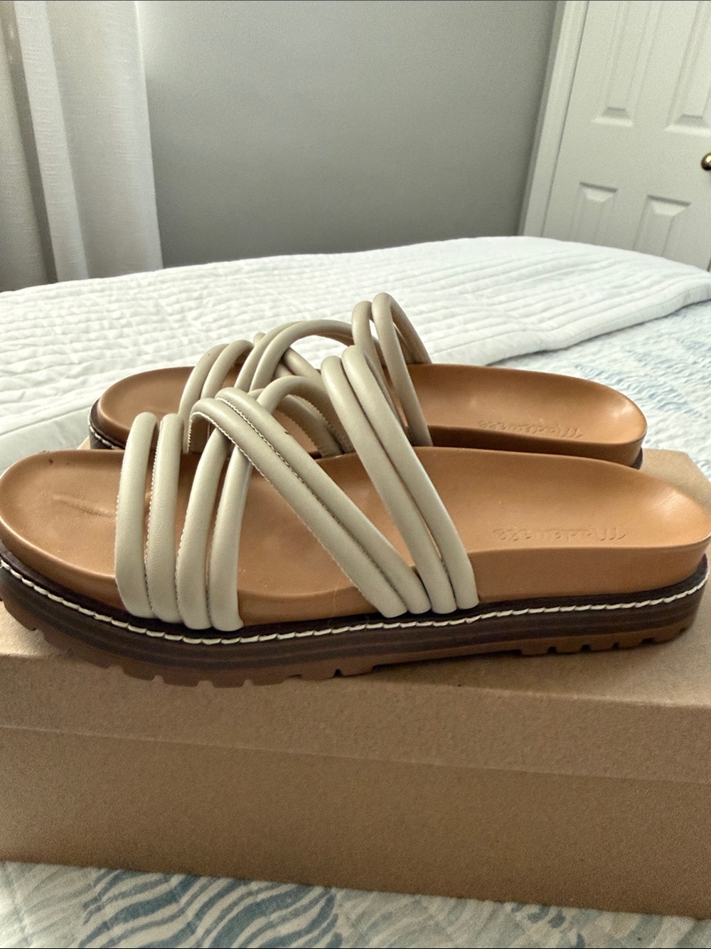 Multi-Strap Lugsole Slides in Leather
